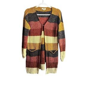 Zoey Knit V‎ Neck Long Sleeve Open Cardigan Womens S Multi Pockets Office